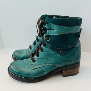 Dromedaris Kara Boots Teal Leather & Suede